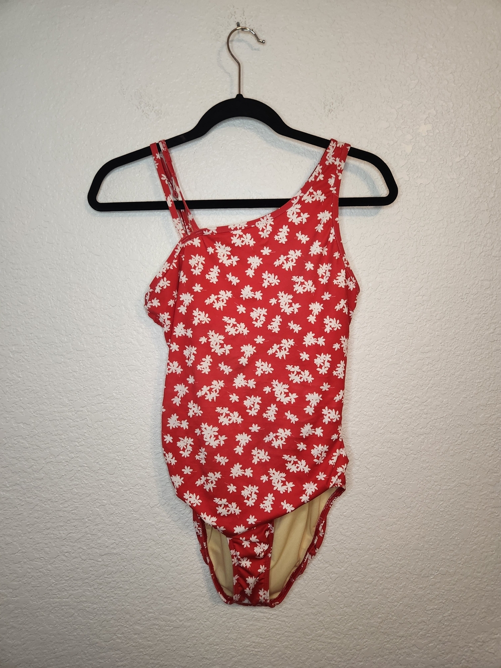 Lands' End Red Floral One-Piece Swimsuit Xl 14 16 V16378/f25401